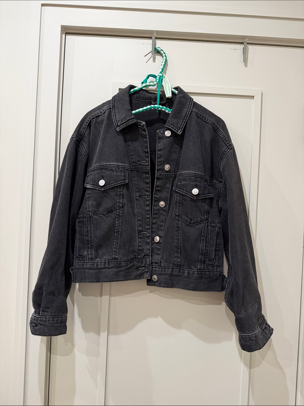 Topshop black denim cropped jacket